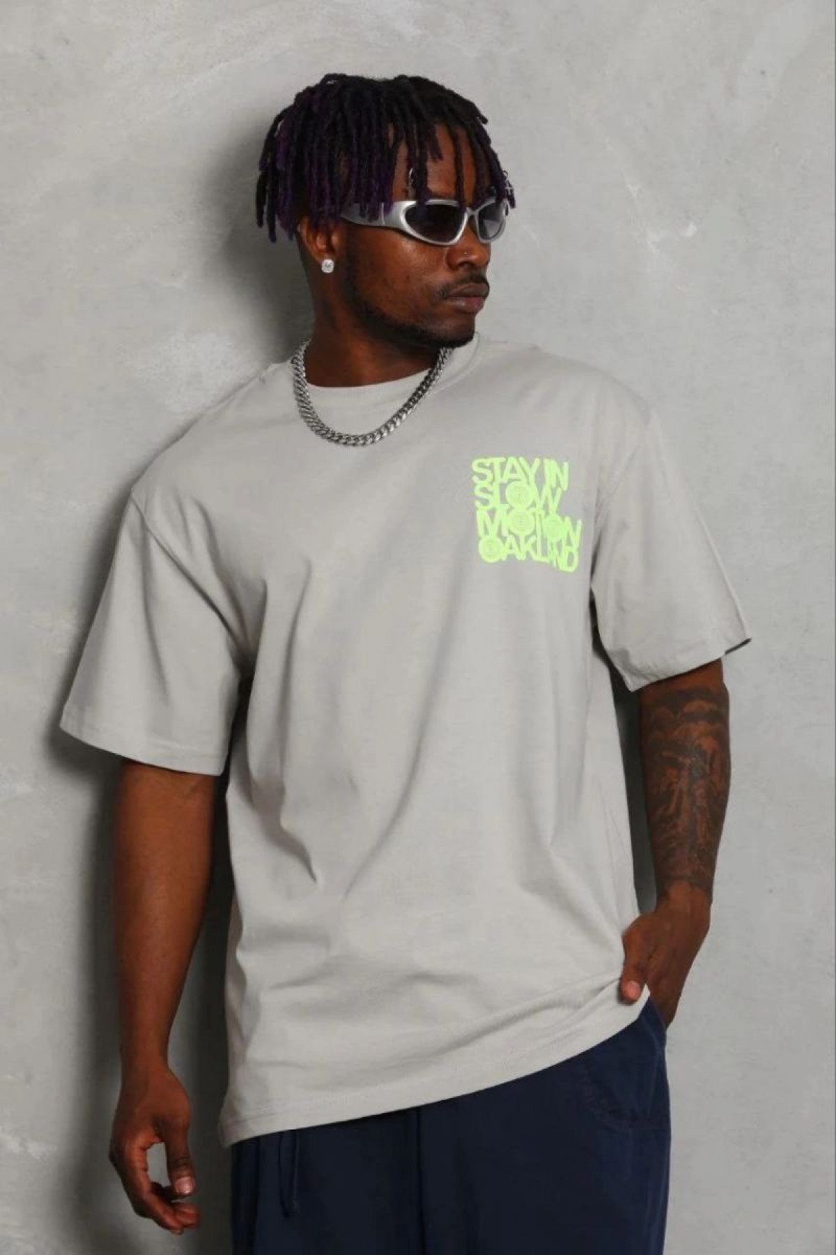 Erkek Baskılı T-Shirt Kısa Kol Bisiklet Yaka Regular Fit Tişört - Gri
