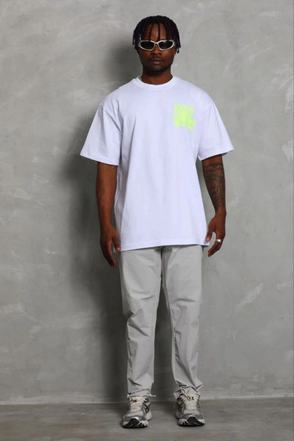 Erkek Baskılı T-Shirt Kısa Kol Bisiklet Yaka Regular Fit Tişört - Beyaz