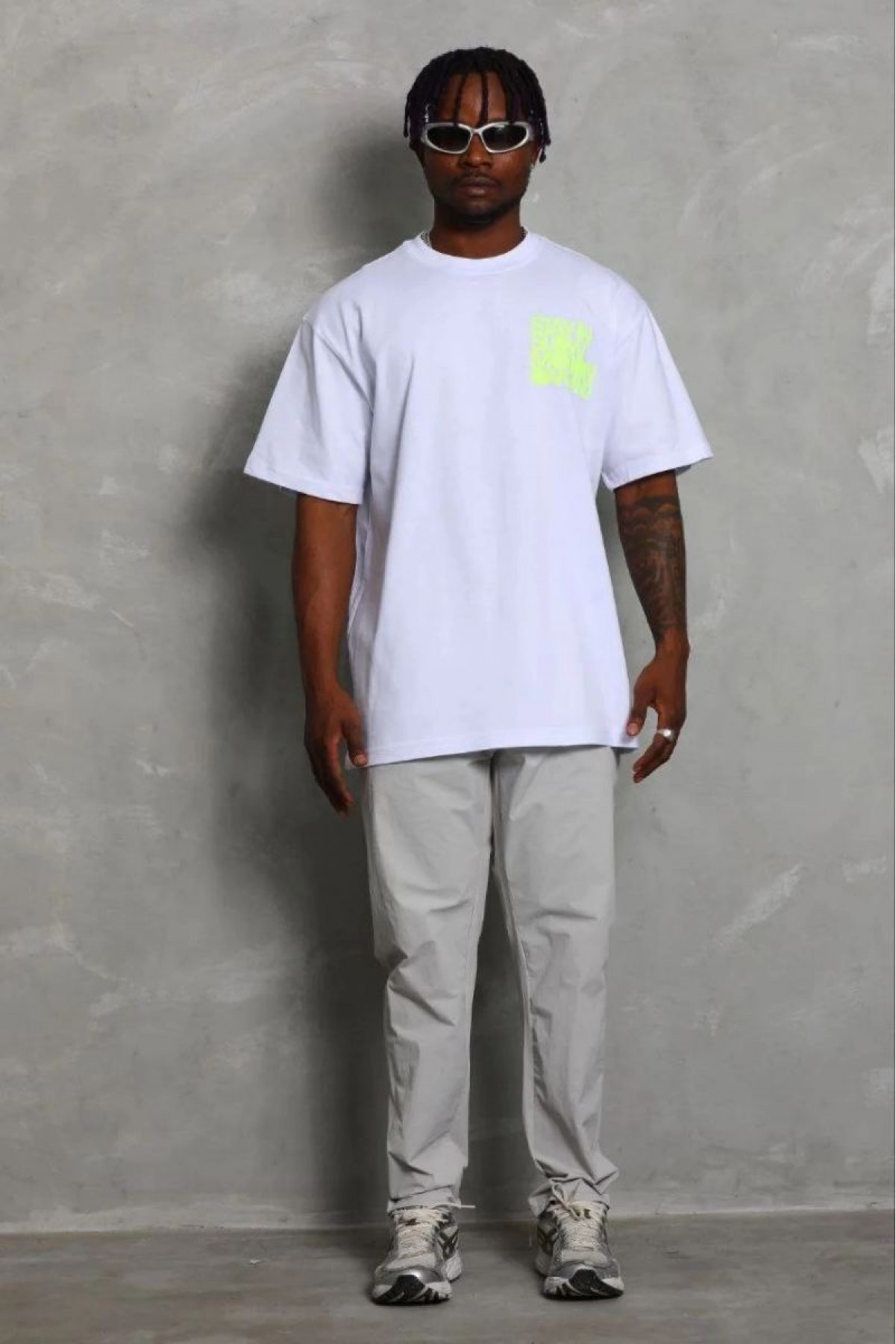 Erkek Baskılı T-Shirt Kısa Kol Bisiklet Yaka Regular Fit Tişört - Beyaz