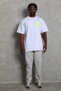 Erkek Baskılı T-Shirt Kısa Kol Bisiklet Yaka Regular Fit Tişört - Beyaz