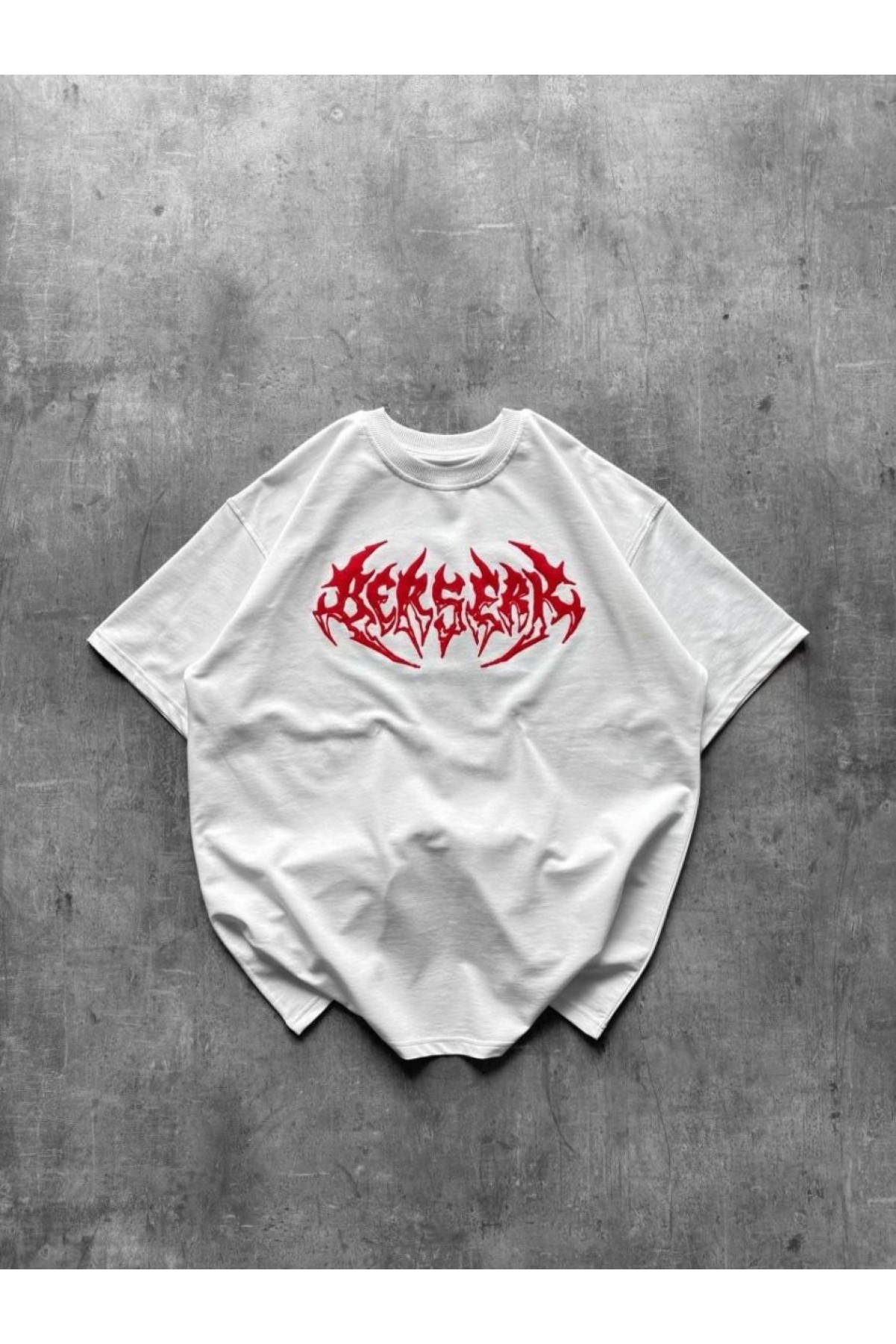 Kadın Kısa Kol Yazlık Tişört Bisiklet Yaka Baskılı Oversize T-Shirt - Beyaz