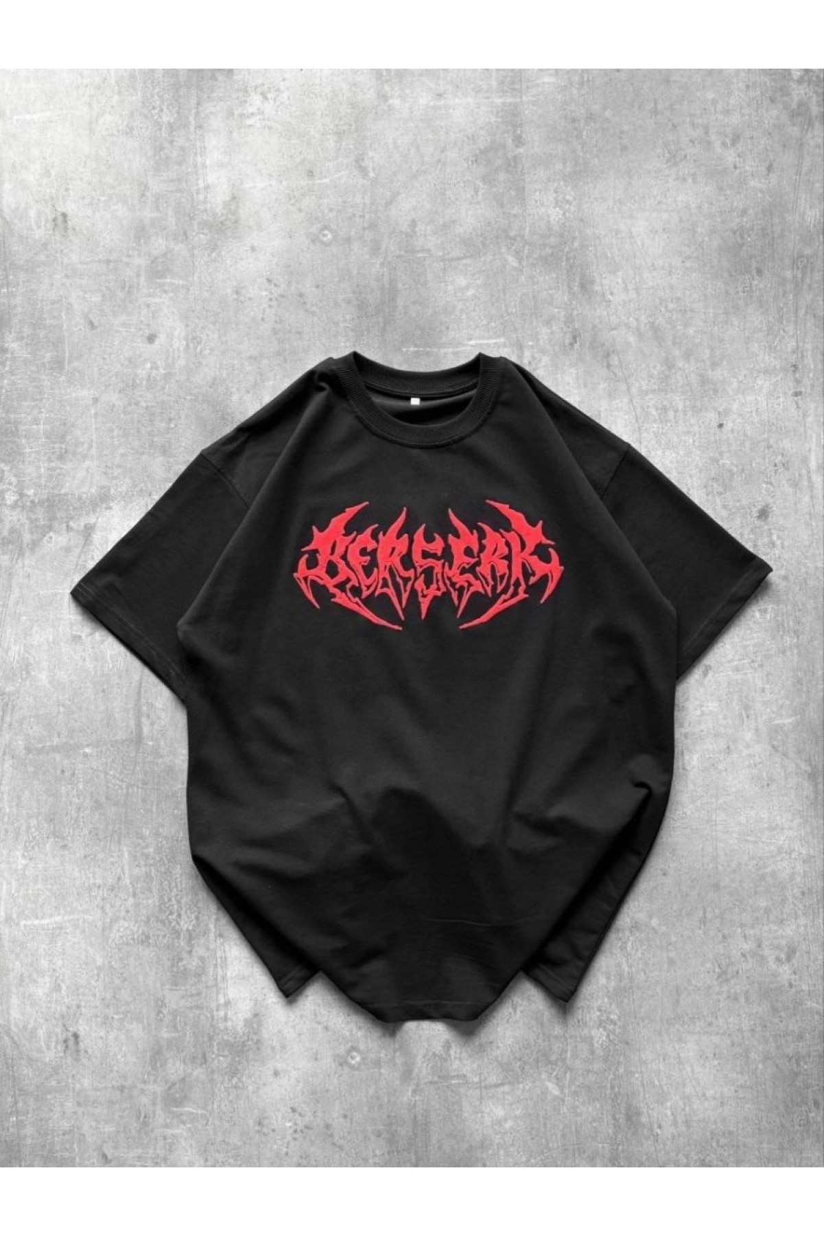 Erkek Kısa Kol Yazlık Tişört Bisiklet Yaka Baskılı Oversize T-Shirt - Siyah