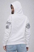 Kadın 3 İplik Pamuklu Kapüşonlu Baskılı SweatShirt hoodie - Beyaz