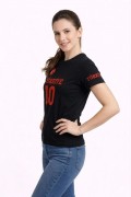 Kadın TÜRKİYE Ay Yıldız Baskılı 10 Numara Forma Tişört Taraftar T-Shirt - Siyah