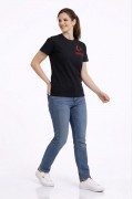 Kadın TÜRKİYE Ay Yıldız Baskılı Taraftar Forma T-Shirt - Siyah