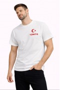 Erkek TÜRKİYE Ay Yıldız Baskılı Taraftar Forma T-Shirt - Beyaz
