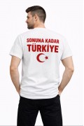 Erkek TÜRKİYE Ay Yıldız Baskılı Taraftar Forma T-Shirt - Beyaz
