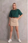 Kadın Regular Fit Tişört Bisiklet Yaka Yazlık Kısa Kol Basıc T-Shirt - Yeşil