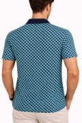 Erkek Pike Kumaş Polo Yaka Desenli Tişört Kısa Kol Yazlık T-Shirt - Turkuaz