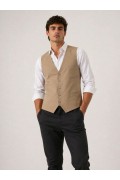 Erkek 6 Cepli Yelek İç Astarlı Sağ Sol İç Cepli Slim Fit Günlük Şık - Bej