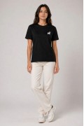 Kadın Minimal Geyik Logolu Tişört Bisiklet Yaka Kısa kol Yazlık T-Shirt - Siyah