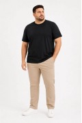 Erkek Battal Big Size Basic Tişört Bisiklet Yaka Rahat Kalıp T-Shirt - Siyah