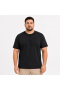 Erkek Battal Big Size Basic Tişört Bisiklet Yaka Rahat Kalıp T-Shirt - Siyah