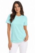 Kadın T-Shirt Bisiklet Yaka Slim Fit Likralı Tişört Günlük Basic Body - Turkuaz