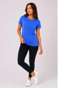Kadın Basic Tişört Bisiklet Yaka Kısa Kol Günlük Yazlık Slim fit T-Shirt - Mavi