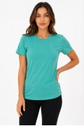 Kadın Basic Tişört Bisiklet Yaka Kısa Kol Günlük Yazlık Slim fit T-Shirt - Su Yeşili
