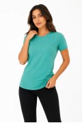 Kadın Basic Tişört Bisiklet Yaka Kısa Kol Günlük Yazlık Slim fit T-Shirt - Su Yeşili