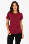 Kadın Basic Tişört Bisiklet Yaka Kısa Kol Günlük Yazlık Slim fit T-Shirt - Bordo