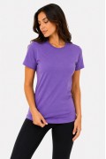 Kadın Basic Tişört Bisiklet Yaka Kısa Kol Günlük Yazlık Slim fit T-Shirt - Mor