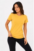 Kadın Basic Tişört Bisiklet Yaka Kısa Kol Günlük Yazlık Slim fit T-Shirt - Sarı
