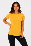 Kadın Basic Tişört Bisiklet Yaka Kısa Kol Günlük Yazlık Slim fit T-Shirt - Sarı