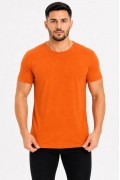 Erkek Basic Tişört Bisiklet Yaka Kısa Kol Günlük Yazlık Slim fit T-Shirt - Turuncu
