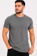 Erkek Basic Tişört Bisiklet Yaka Kısa Kol Günlük Yazlık Slim fit T-Shirt - Antrasit