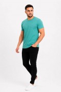 Erkek Basic Tişört Bisiklet Yaka Kısa Kol Günlük Yazlık Slim fit T-Shirt - Su Yeşili