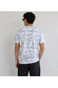 Erkek Batik Desenli Tişört Bisiklet Yaka Kısa Kol Regular Fit T-shirt - Gri