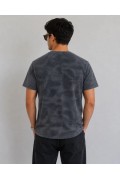 Erkek Batik Desenli Tişört Bisiklet Yaka Kısa Kol Regular Fit T-shirt - Füme