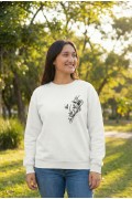 Günü Özel Bisiklet Yaka Baskılı Oversize Sweatshirt - Beyaz