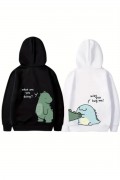 Sevgililer Günü Baskılı Oversize Kapüşonlu Sweatshirt Hoodie - Siyah