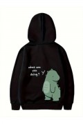 Sevgililer Günü Baskılı Oversize Kapüşonlu Sweatshirt Hoodie - Siyah
