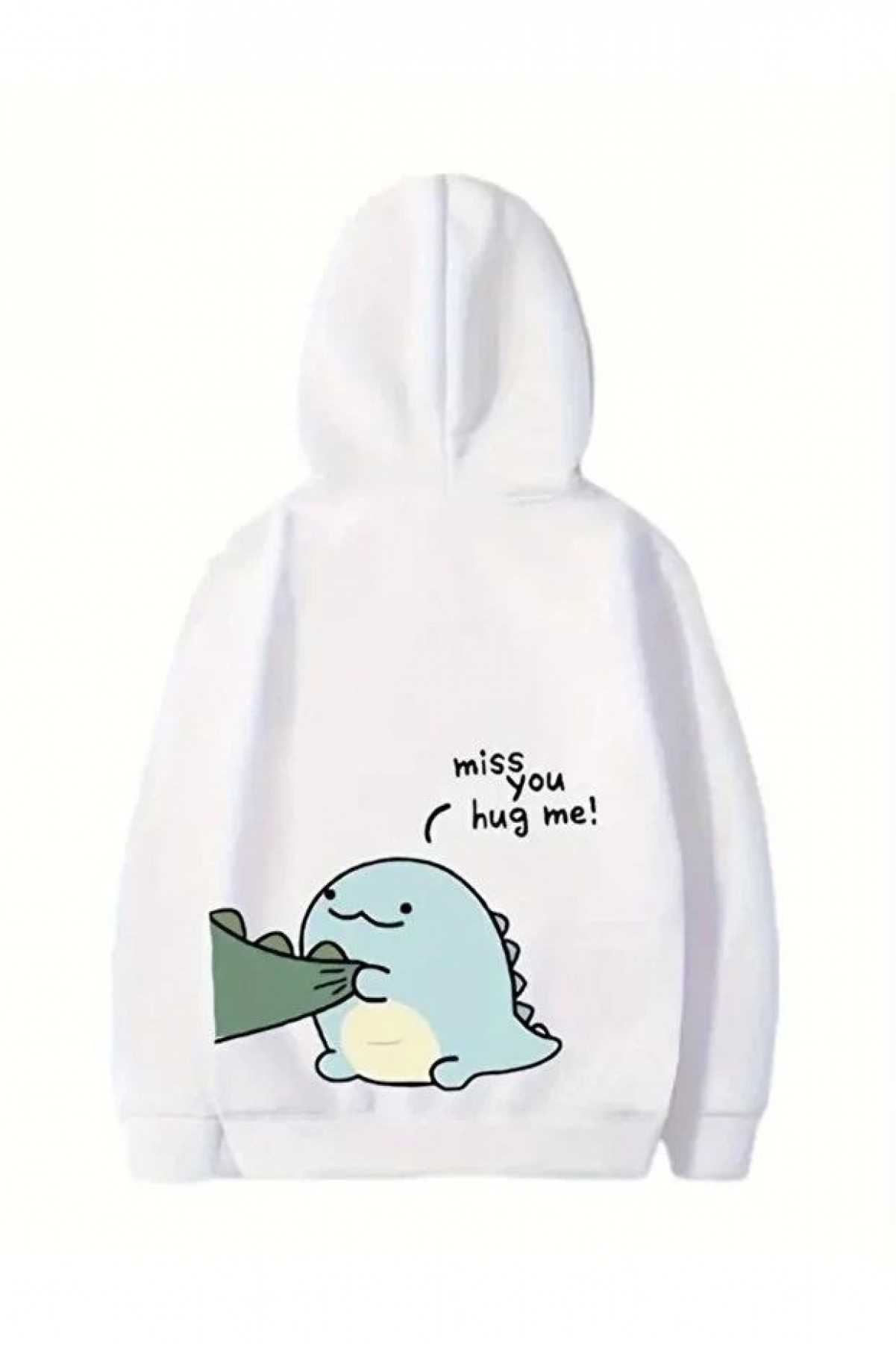 Sevgililer Günü Baskılı Oversize Kapüşonlu Sweatshirt Hoodie - Beyaz