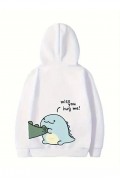 Sevgililer Günü Baskılı Oversize Kapüşonlu Sweatshirt Hoodie - Beyaz