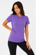 Kadın Basic Bisiklet Yaka Yazlık Slim fit T-Shirt - Mor  & Turuncu