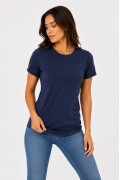Kadın 3’lü Kısa Kollu Bisiklet Yaka Basic Slim Fit T-Shirt - Mor - Petrol Mavisi - Hardal