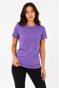 Kadın 3’lü Kısa Kollu Bisiklet Yaka Basic Slim Fit T-Shirt - Pudra Pembe - Mor - Bej