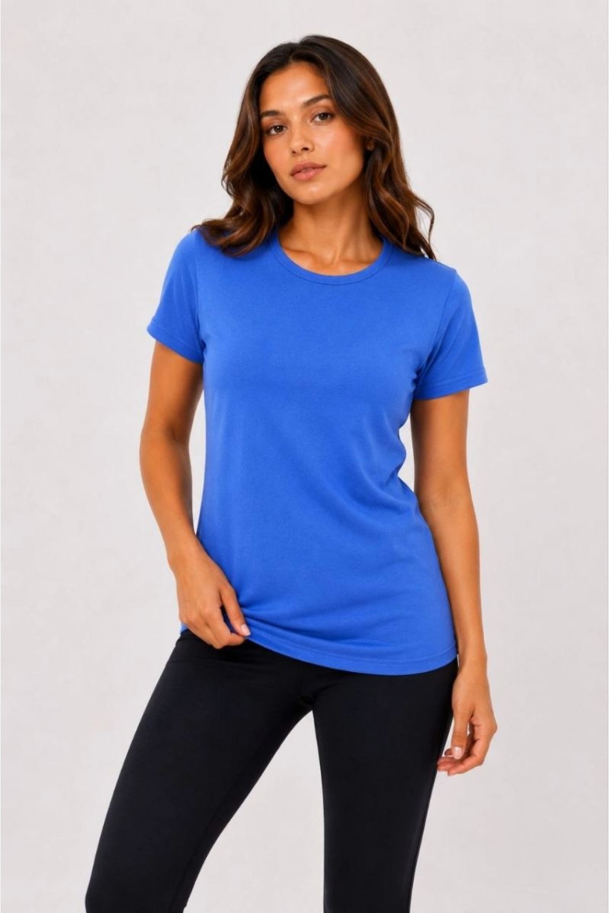 Kadın 3’lü Kısa Kollu Bisiklet Yaka Basic Slim Fit T-Shirt - Kırmızı - Mavi - Turuncu