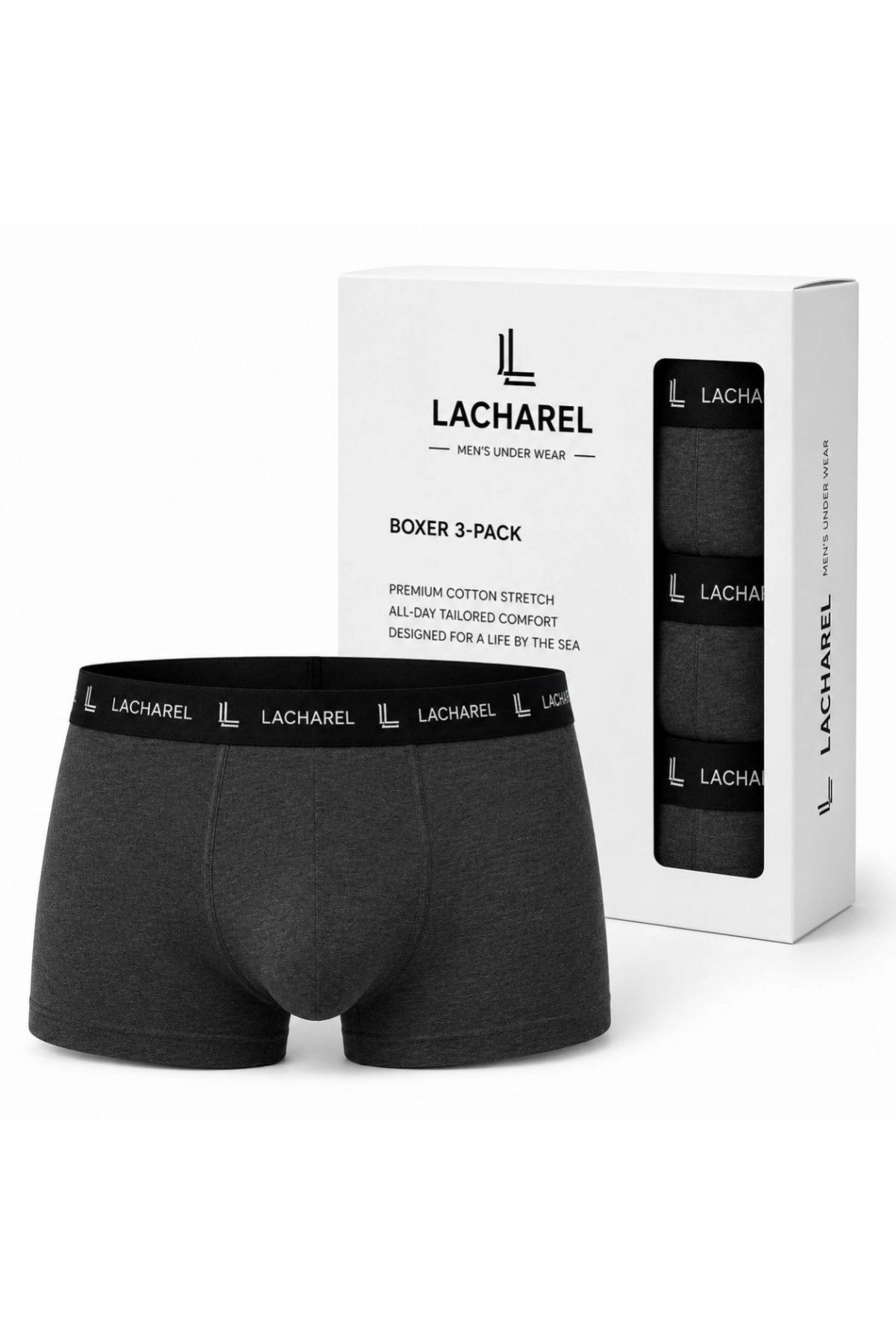 Erkek Likralı Pamuklu Nefes Alan Penye Boxer 3'lü Paket - Füme