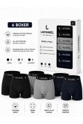 Erkek 12'li İç Giyim Seti Pamuklu 6 Boxer 6 Çorap Çoklu Paket - Siyah - Lacivert - Gri - Beyaz