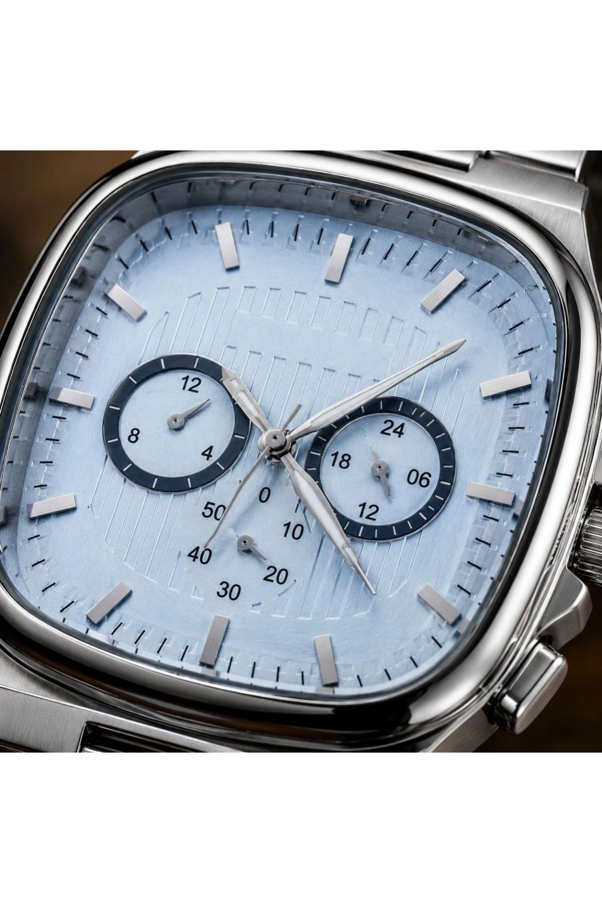 Erkek Gümüş Renk Metal Kordon Analog Kol Saati Çok Fonksiyonlu Beyaz Kadran - Gümüş