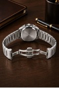 Erkek Gümüş Renk Metal Kordon Analog Kol Saati Çok Fonksiyonlu Beyaz Kadran - Gümüş