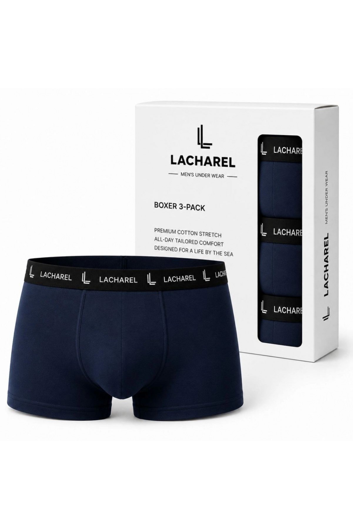 Erkek Likralı Pamuklu Nefes Alan Penye Boxer3'Lü Paket - Siyah & Gri & Lacivert