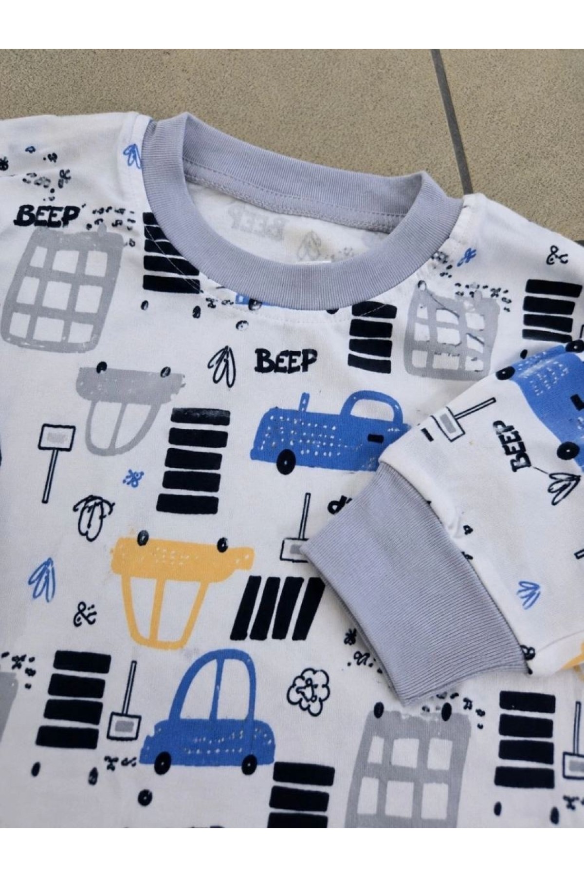 Erkek Çocuk Premium Penye Uzun Kollu Desenli Pijama Takımı 2-11 Yaş - Gri