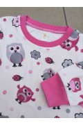 Kız Çocuk Premium Penye Baykuş Desenli Uzun Kollu Pijama Takımı 2-11 Yaş - Pembe