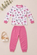 Kız Çocuk Premium Penye Baykuş Desenli Uzun Kollu Pijama Takımı 2-11 Yaş - Pembe