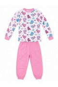 Kız Çocuk Premium Penye Kedi Desenli Uzun Kollu Pijama Takımı 2-11 Yaş - Pembe