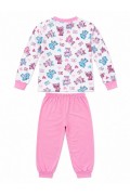 Kız Çocuk Premium Penye Kedi Desenli Uzun Kollu Pijama Takımı 2-11 Yaş - Pembe