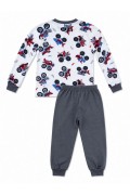 Erkek Çocuk Premium Penye Canavar Araba Desenli Uzun Kollu Pijama Takımı 2-11 Yaş - Füme